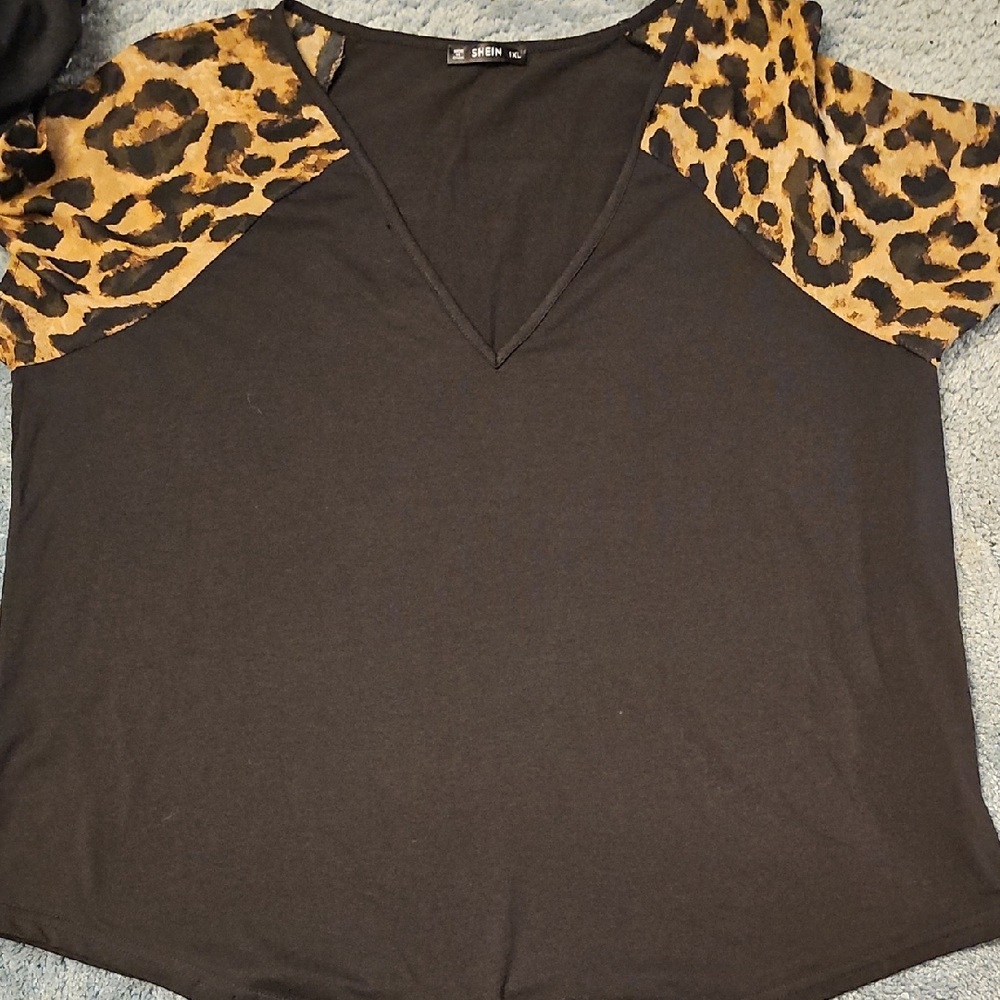 Leopard Print Black Top